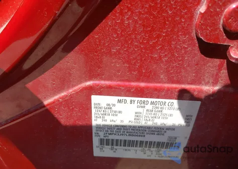 2020 Ford Edge Sel from USA, damaged, VIN 2FMPK3J97LBB06869